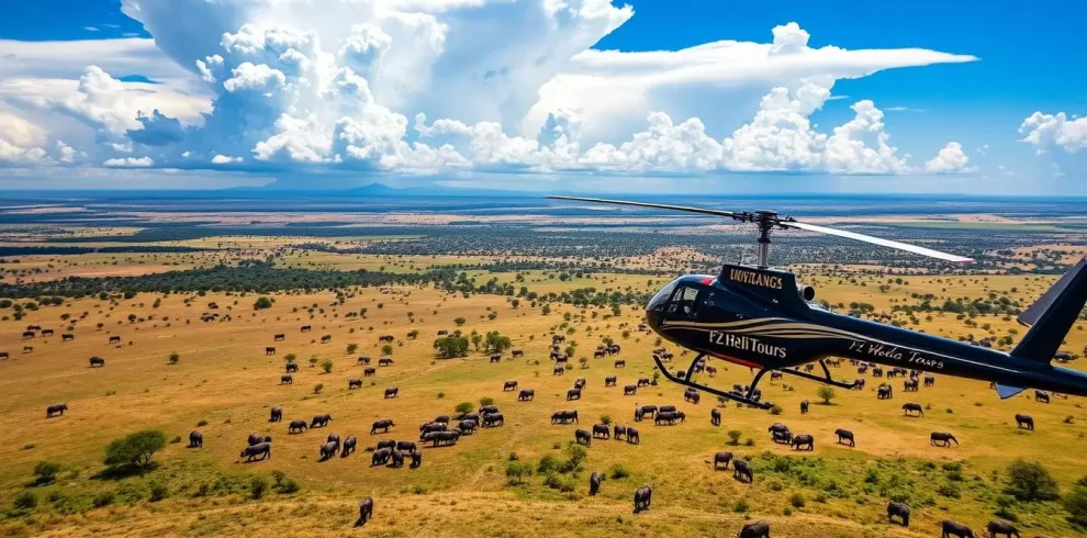 Helicopter Tour in Masai Mara Kenya The Great Migration Helicopter Safari